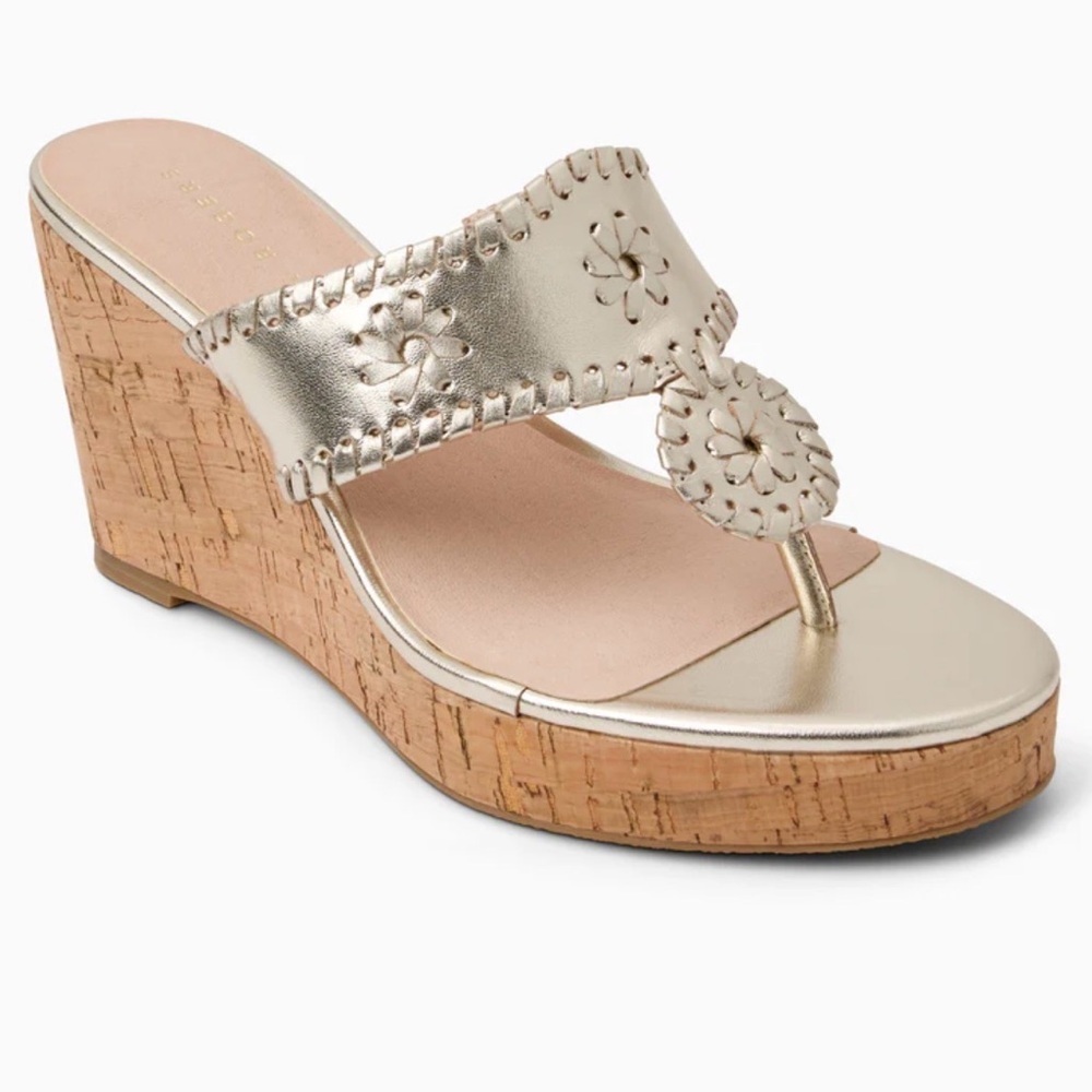 Jack Rogers Metallic Gold Wedge Sandals